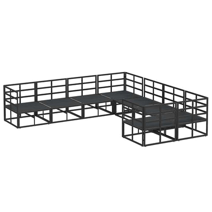 Trädgårdsoffset med kudde 8 pcs Svart Stål