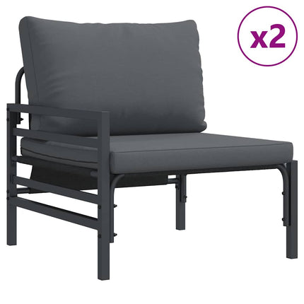 Trädgårdsoffset med kudde 3 pcs Svart Stål