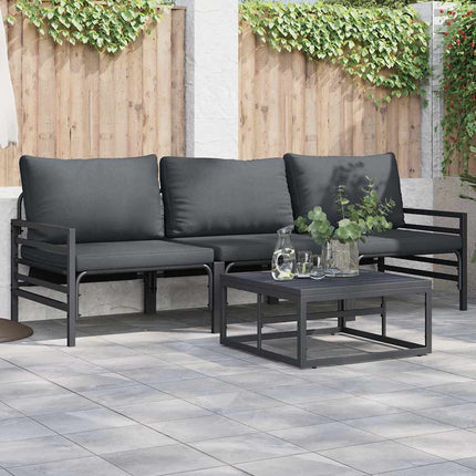 Trädgårdsoffset med kudde 4 pcs Svart Stål
