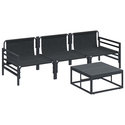 Trädgårdsoffset med kudde 4 pcs Svart Stål