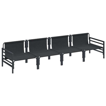 Trädgårdsoffset med kudde 4 pcs Svart Stål