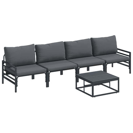 Trädgårdsoffset med kudde 5 pcs Svart Stål