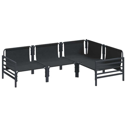 Trädgårdsoffset med kudde 4 pcs Svart Stål