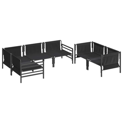 Trädgårdsoffset med kudde 6 pcs Svart Stål