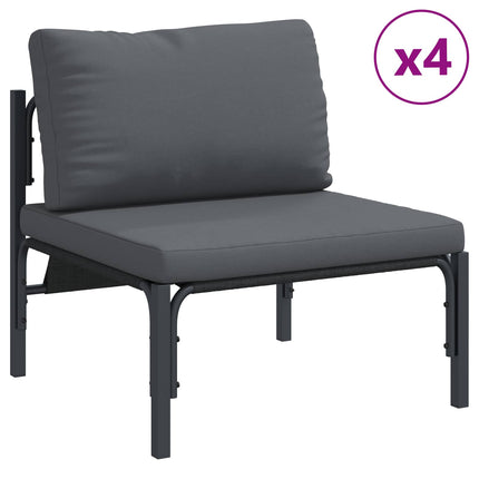 Trädgårdsoffset med kudde 8 pcs Svart Stål