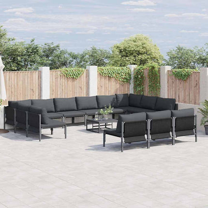 Trädgårdsoffset med kudde 13 pcs Svart Stål