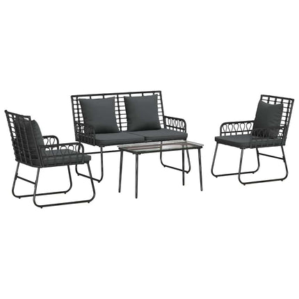 Trädgårdsmöbelset 4 pcs Svart och Anthracit konstrotting