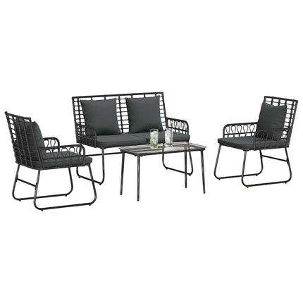 Trädgårdsmöbelset 4 pcs Svart och Anthracit konstrotting