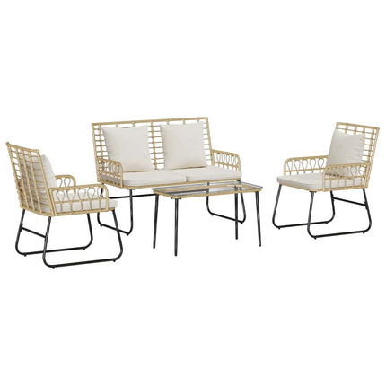 Trädgårdsmöbelset 4 pcs Svart och Anthracit konstrotting