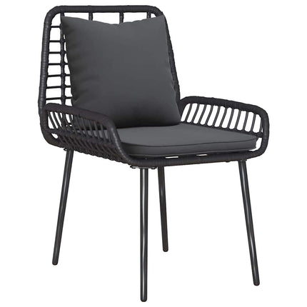 Trädgårdsmöbelset med kudde 4 pcs Svart och kräm konstrotting