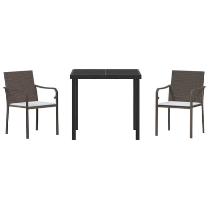 Trädgårdsmöbelset 3 pcs Brun och svart PE Rattan