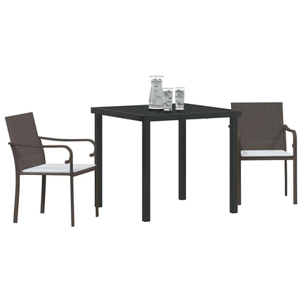 Trädgårdsmöbelset 3 pcs Brun och svart PE Rattan