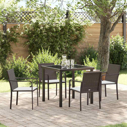 Trädgårdsmöbelset 5 pcs Brun och svart PE Rattan