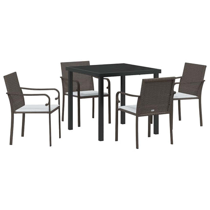 Trädgårdsmöbelset 5 pcs Brun och svart PE Rattan