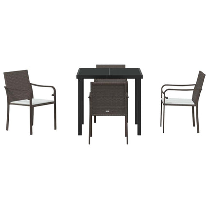 Trädgårdsmöbelset 5 pcs Brun och svart PE Rattan