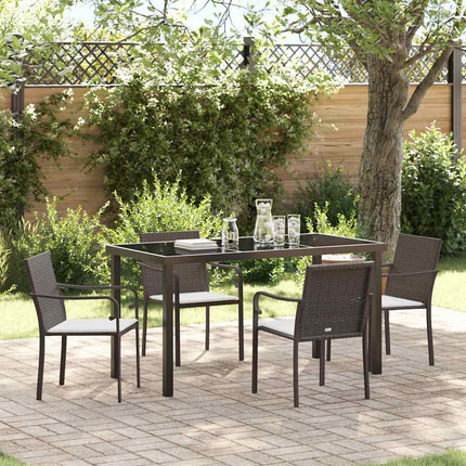 Trädgårdsmöbelset 5 pcs Brun och svart PE Rattan