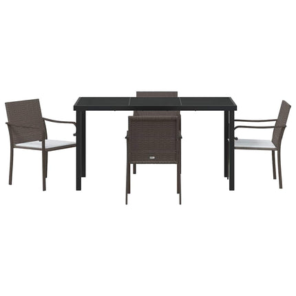 Trädgårdsmöbelset 5 pcs Brun och svart PE Rattan