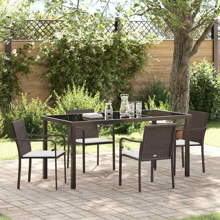 Trädgårdsmöbelset 5 pcs Brun och svart PE Rattan