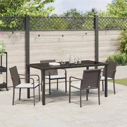 Trädgårdsmöbelset 5 pcs Brun och svart PE Rattan