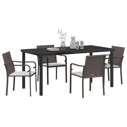 Trädgårdsmöbelset 5 pcs Brun och svart PE Rattan