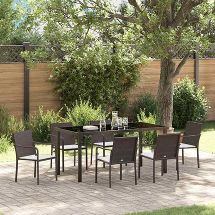 Trädgårdsmöbelset 7 pcs Brun och svart PE Rattan
