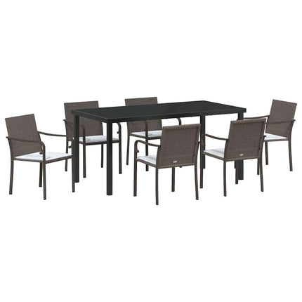 Trädgårdsmöbelset 7 pcs Brun och svart PE Rattan