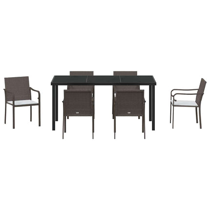 Trädgårdsmöbelset 7 pcs Brun och svart PE Rattan