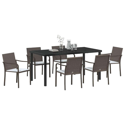 Trädgårdsmöbelset 7 pcs Brun och svart PE Rattan