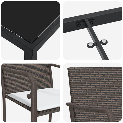 Trädgårdsmöbelset 7 pcs Brun och svart PE Rattan