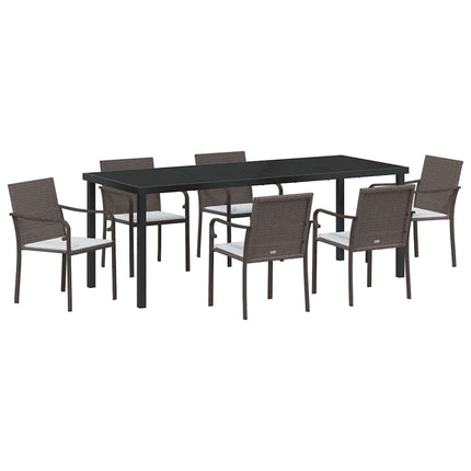 Trädgårdsmöbelset 7 pcs Brun och svart PE Rattan