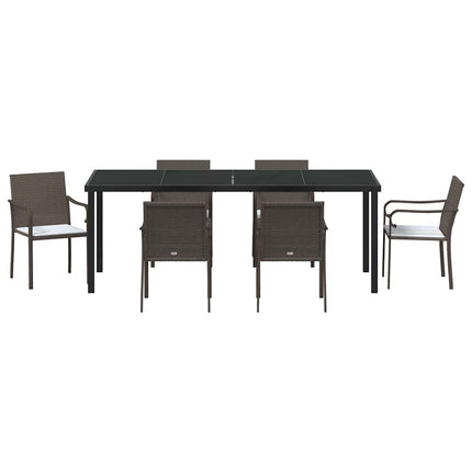 Trädgårdsmöbelset 7 pcs Brun och svart PE Rattan