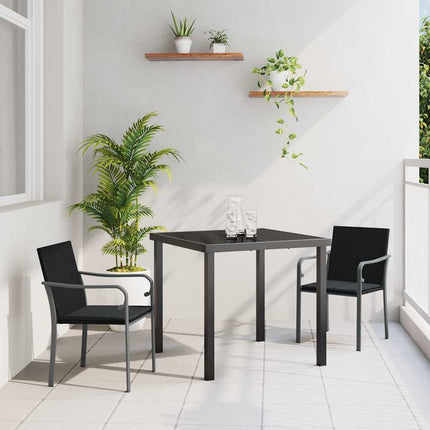 Trädgårdsmöbelset 3 pcs Svart och Grå PE Rattan