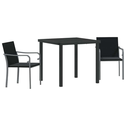Trädgårdsmöbelset 3 pcs Svart och Grå PE Rattan