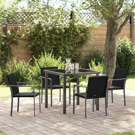 Trädgårdsmöbelset 5 pcs Svart och Grå PE Rattan