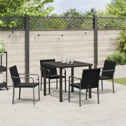 Trädgårdsmöbelset 5 pcs Svart och Grå PE Rattan