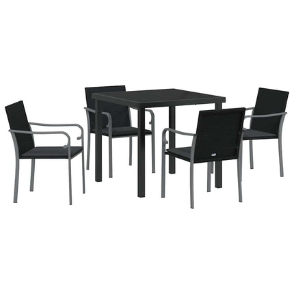 Trädgårdsmöbelset 5 pcs Svart och Grå PE Rattan