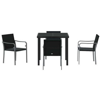 Trädgårdsmöbelset 5 pcs Svart och Grå PE Rattan