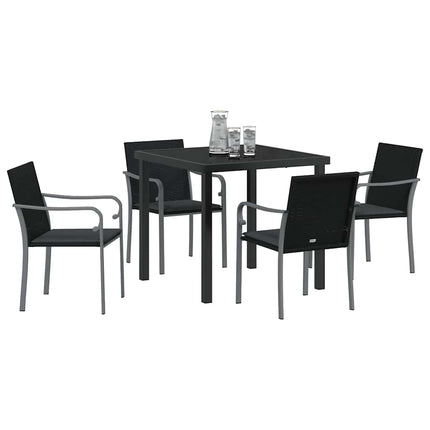 Trädgårdsmöbelset 5 pcs Svart och Grå PE Rattan