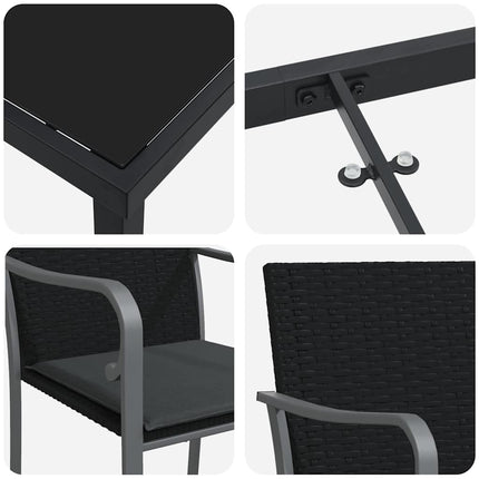Trädgårdsmöbelset 5 pcs Svart och Grå PE Rattan