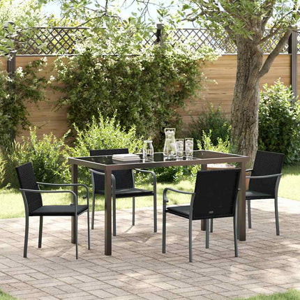 Trädgårdsmöbelset 5 pcs Svart och Grå PE Rattan
