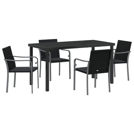 Trädgårdsmöbelset 5 pcs Svart och Grå PE Rattan