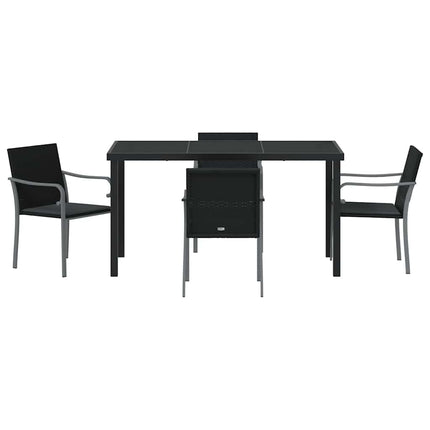 Trädgårdsmöbelset 5 pcs Svart och Grå PE Rattan
