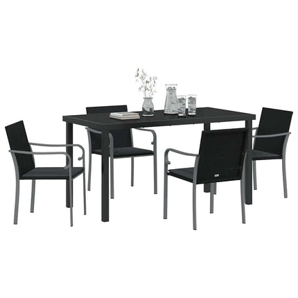 Trädgårdsmöbelset 5 pcs Svart och Grå PE Rattan