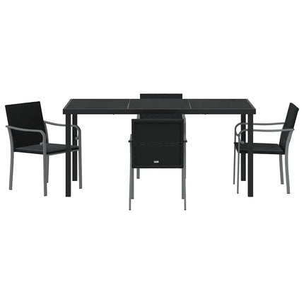 Trädgårdsmöbelset 5 pcs Svart och Grå PE Rattan