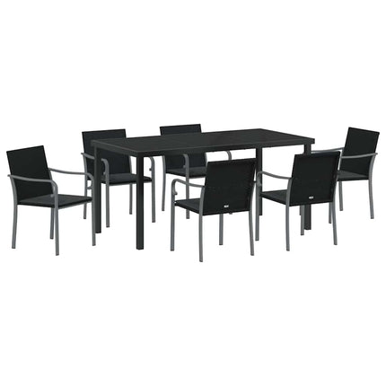 Trädgårdsmöbelset 7 pcs Svart och Grå PE Rattan