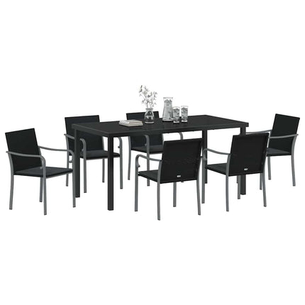 Trädgårdsmöbelset 7 pcs Svart och Grå PE Rattan