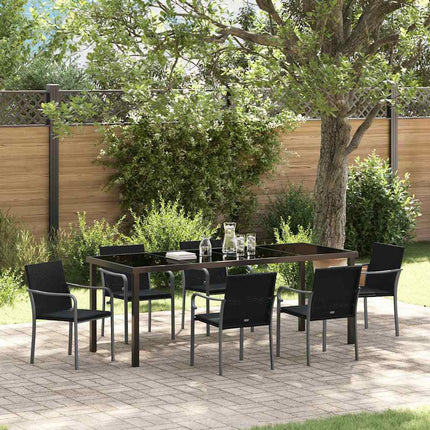 Trädgårdsmöbelset 7 pcs Svart och Grå PE Rattan