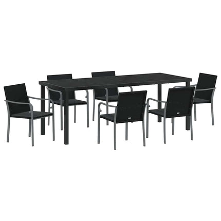 Trädgårdsmöbelset 7 pcs Svart och Grå PE Rattan