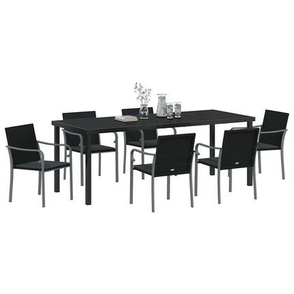 Trädgårdsmöbelset 7 pcs Svart och Grå PE Rattan