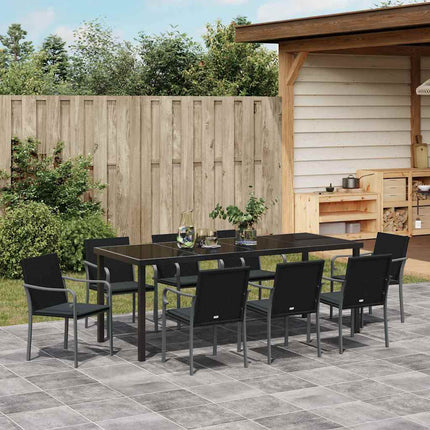 Trädgårdsmöbelset 9 pcs Svart och Grå PE Rattan